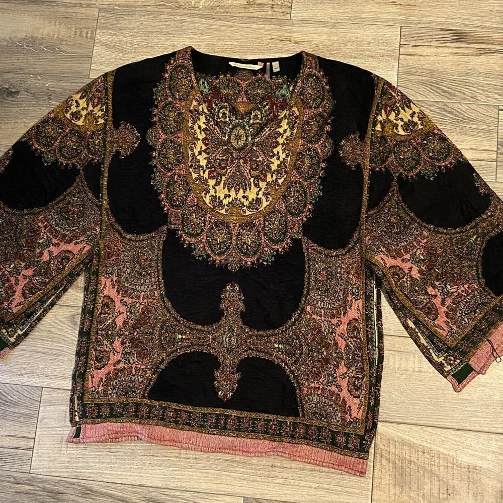 Soft Surroundings OS Sweater Poncho 29659 One Size Fringe Colorful Lagenlook